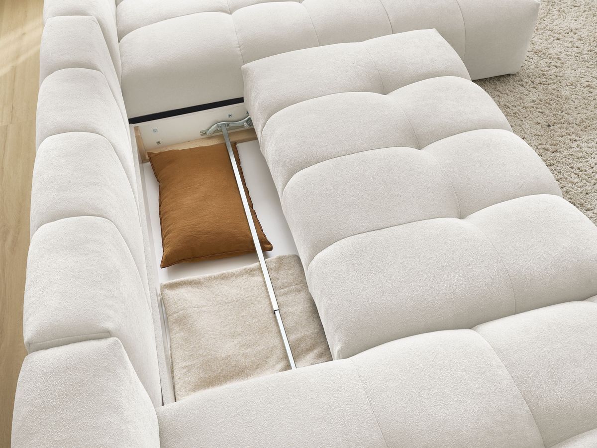Canapé panoramique convertible coffre EVEREST tissu texturé