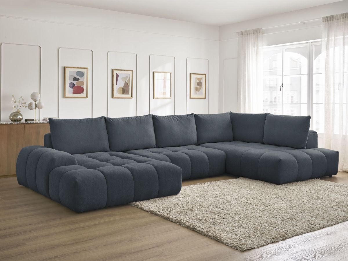 Canapé panoramique convertible coffre EVEREST tissu texturé