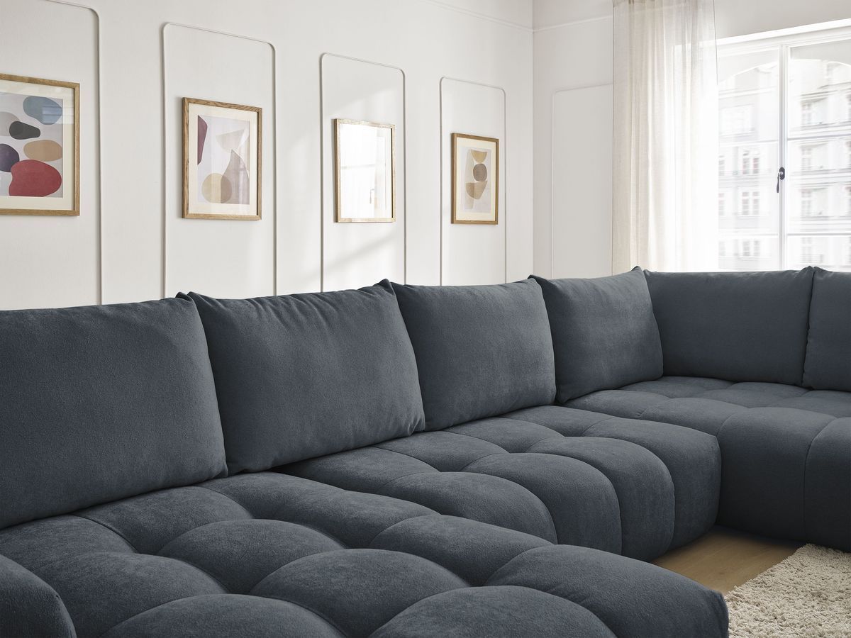 Canapé panoramique convertible coffre EVEREST tissu texturé