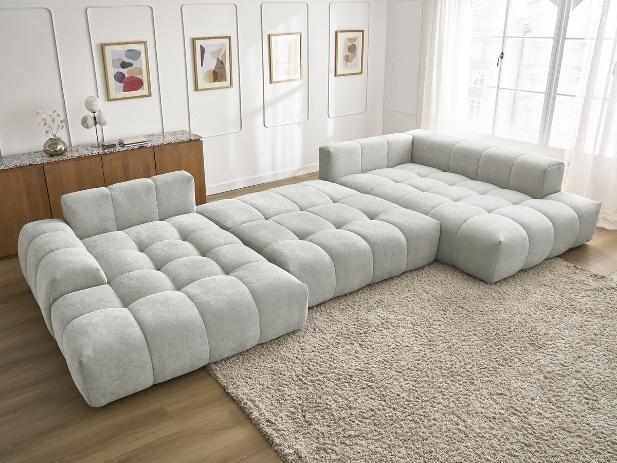 Canapé panoramique convertible coffre EVEREST tissu texturé