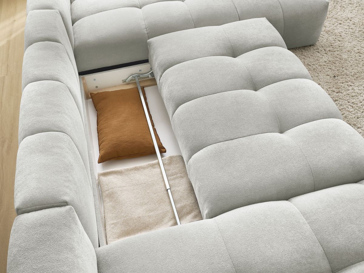 Canapé panoramique convertible coffre EVEREST tissu texturé