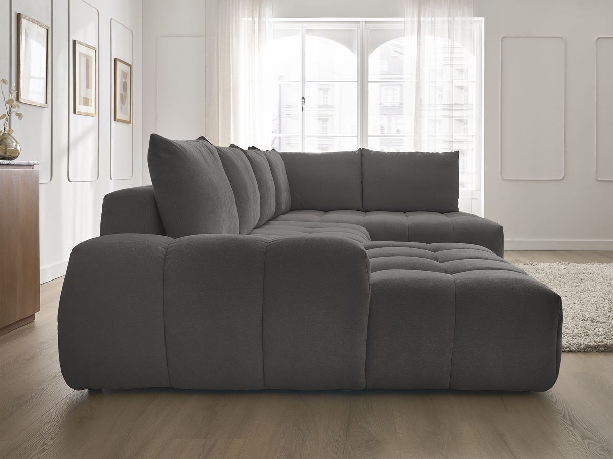 Canapé panoramique convertible coffre EVEREST tissu texturé