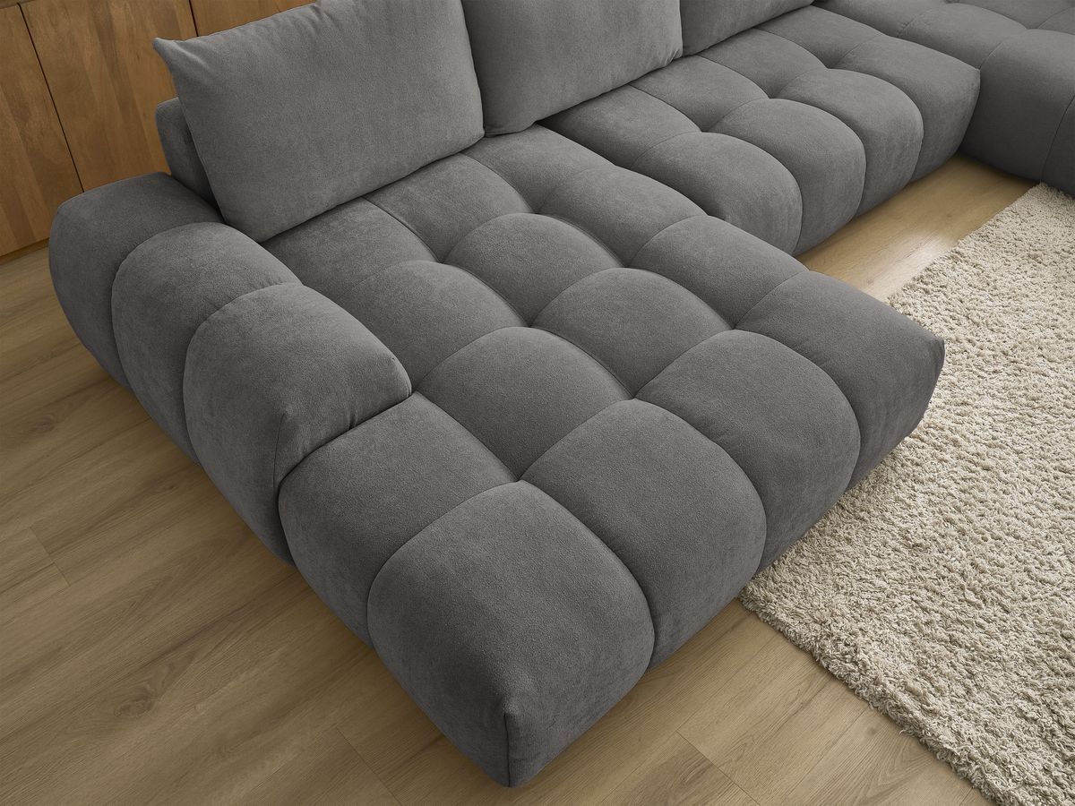 Canapé panoramique convertible coffre EVEREST tissu texturé