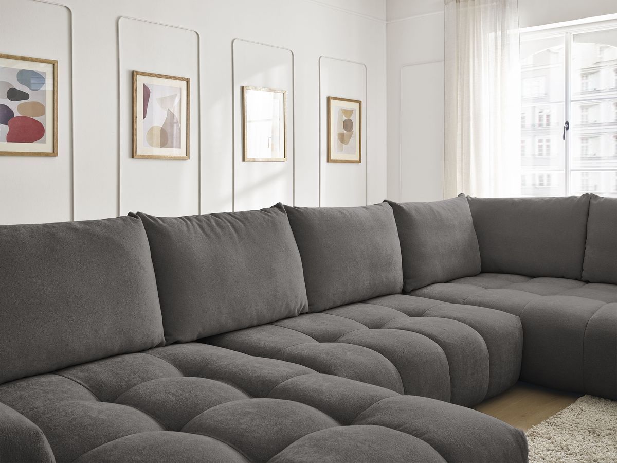 Canapé panoramique convertible coffre EVEREST tissu texturé