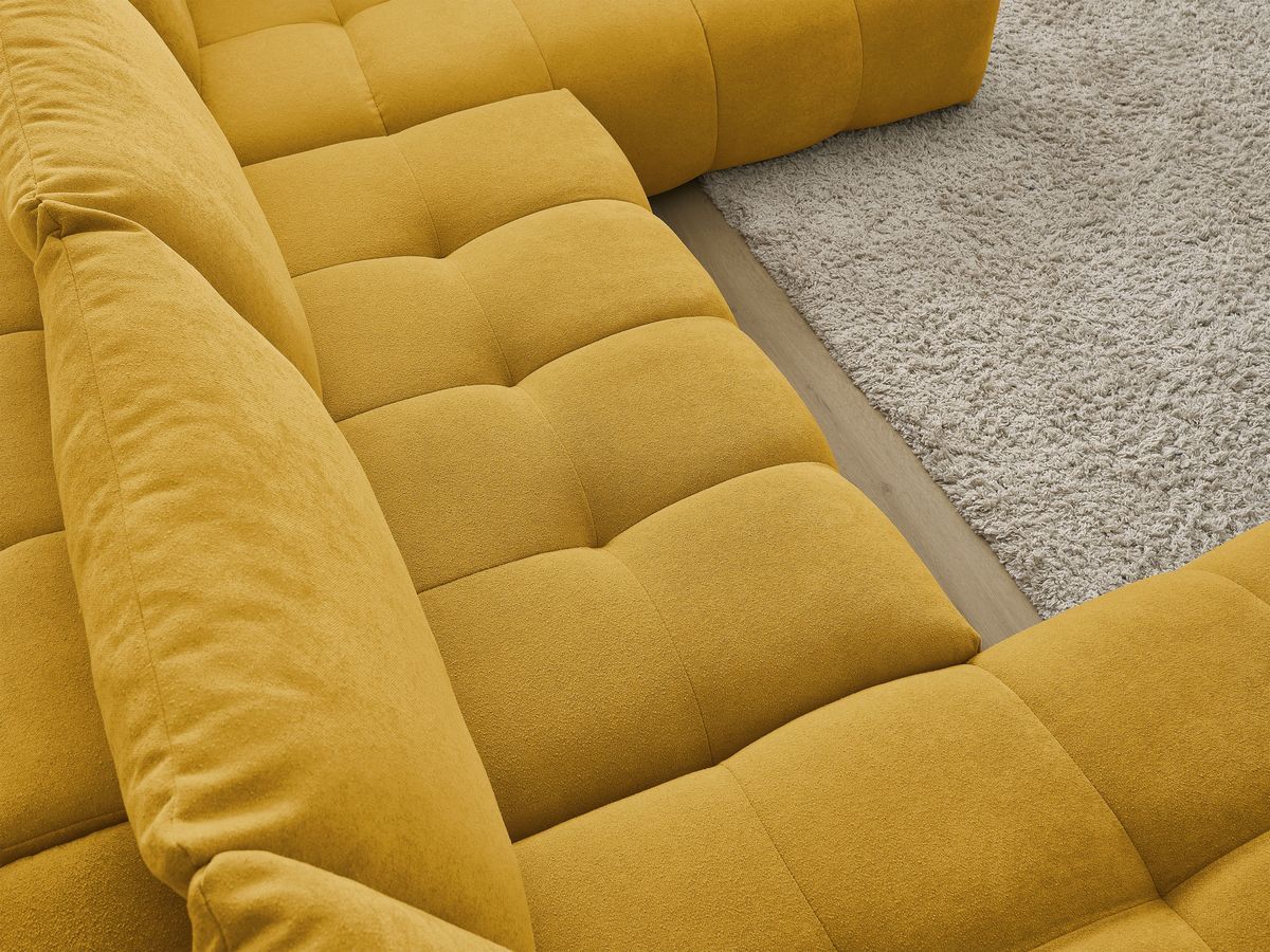Canapé d'angle fixe EVEREST tissu chiné - Orange - Angle droit - 10 coussins