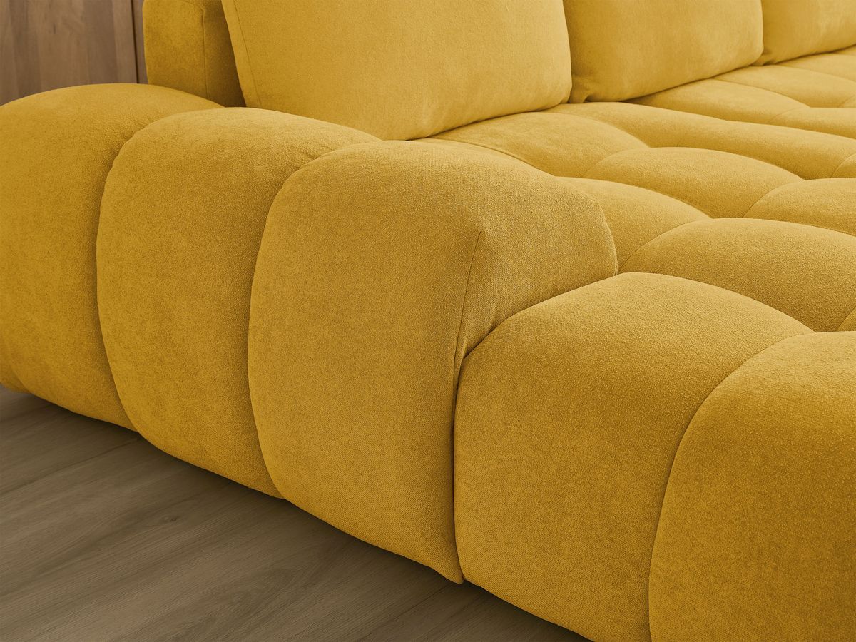 Canapé d'angle fixe EVEREST tissu chiné - Orange - Angle droit - 10 coussins