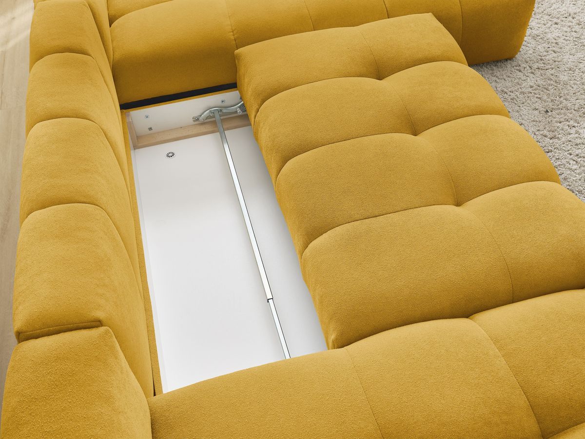 Canapé d'angle fixe EVEREST tissu chiné - Orange - Angle droit - 10 coussins