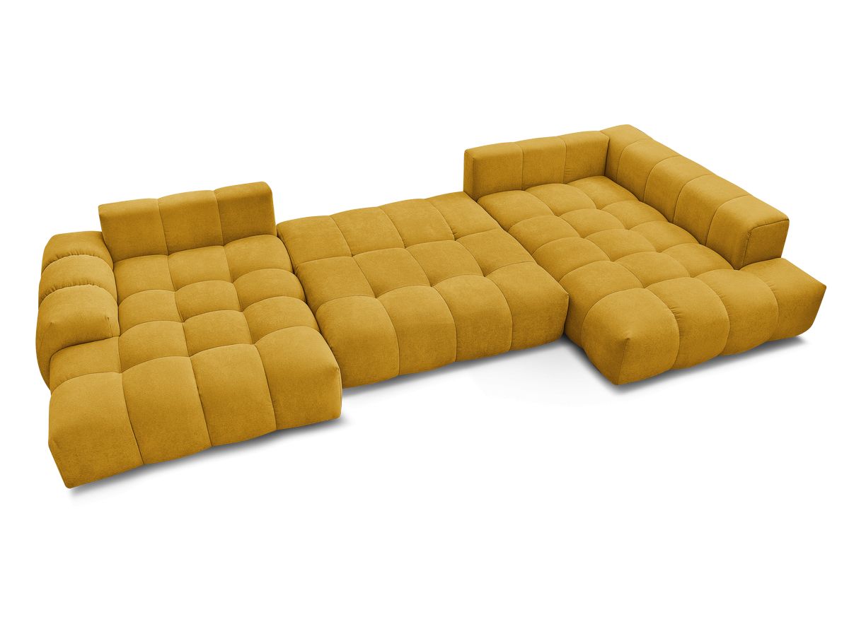 Canapé d'angle fixe EVEREST tissu chiné - Orange - Angle droit - 10 coussins