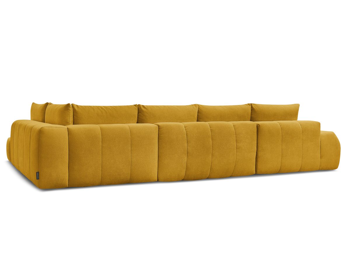 Canapé d'angle fixe EVEREST tissu chiné - Orange - Angle droit - 10 coussins