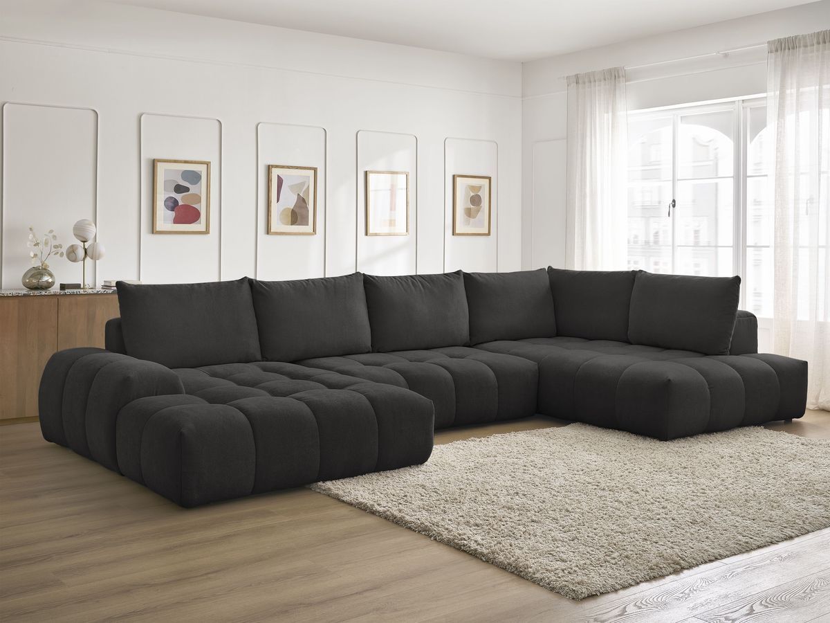 Canapé panoramique convertible coffre EVEREST tissu texturé