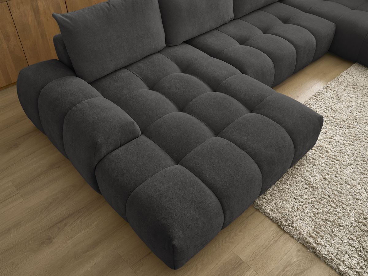 Canapé panoramique convertible coffre EVEREST tissu texturé