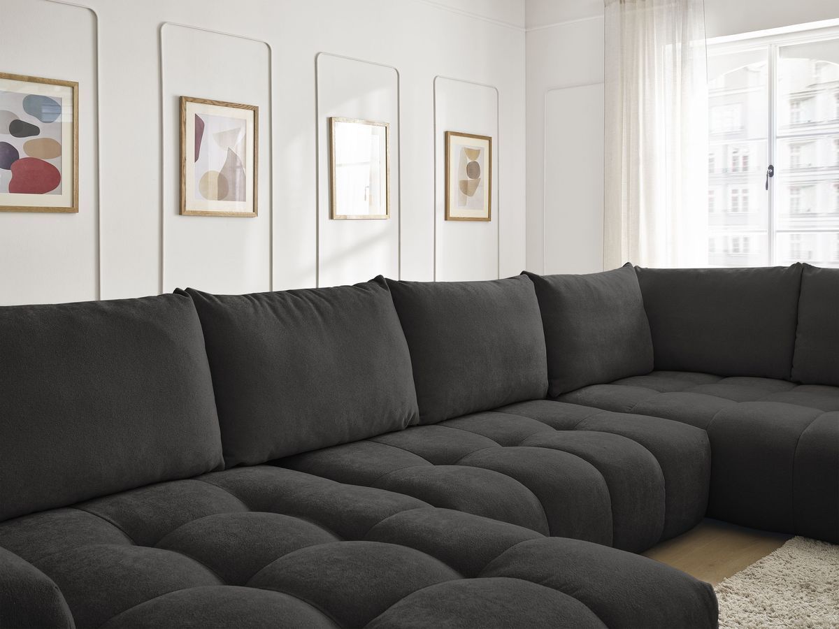 Canapé panoramique convertible coffre EVEREST tissu texturé