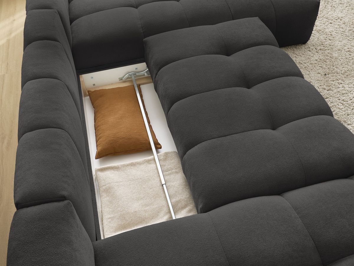Canapé panoramique convertible coffre EVEREST tissu texturé