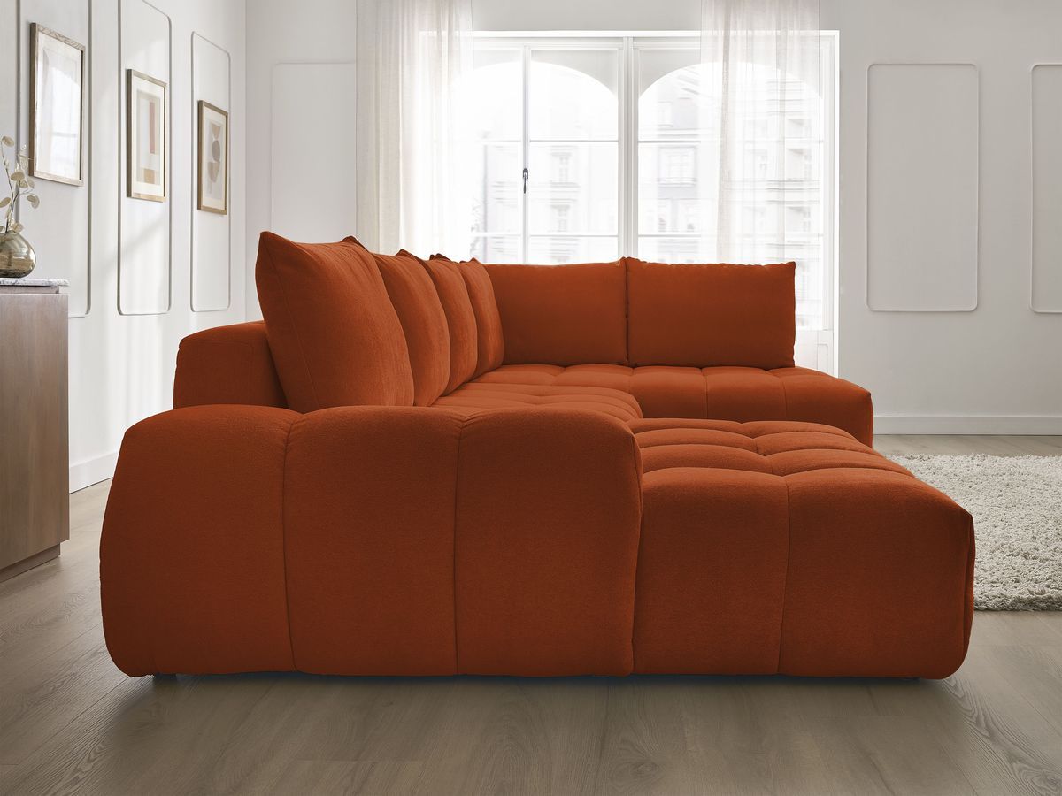 Canapé panoramique convertible coffre EVEREST tissu texturé