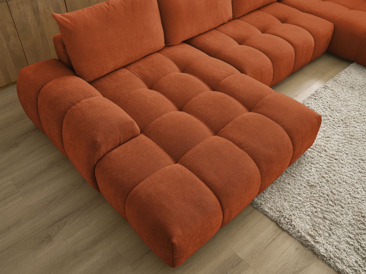 Canapé panoramique convertible coffre EVEREST tissu texturé