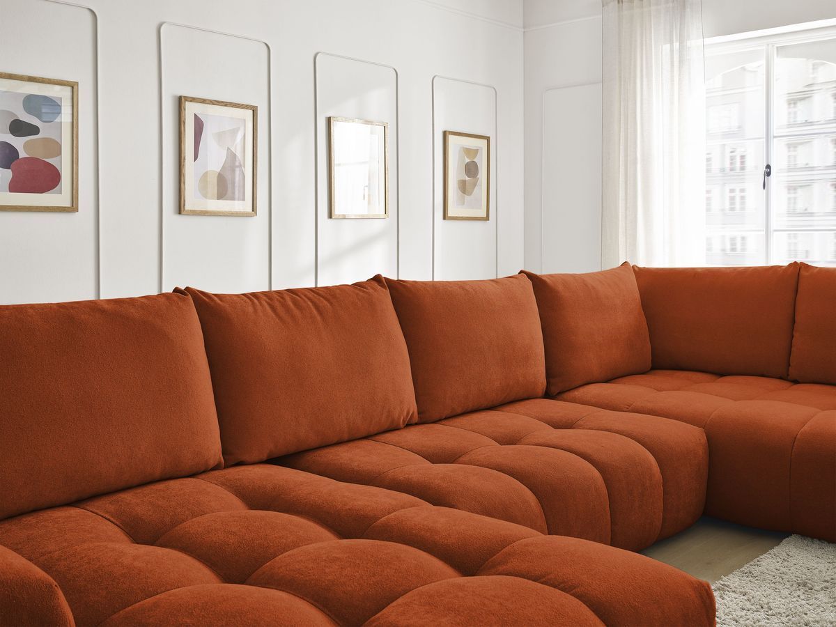 Canapé panoramique convertible coffre EVEREST tissu texturé
