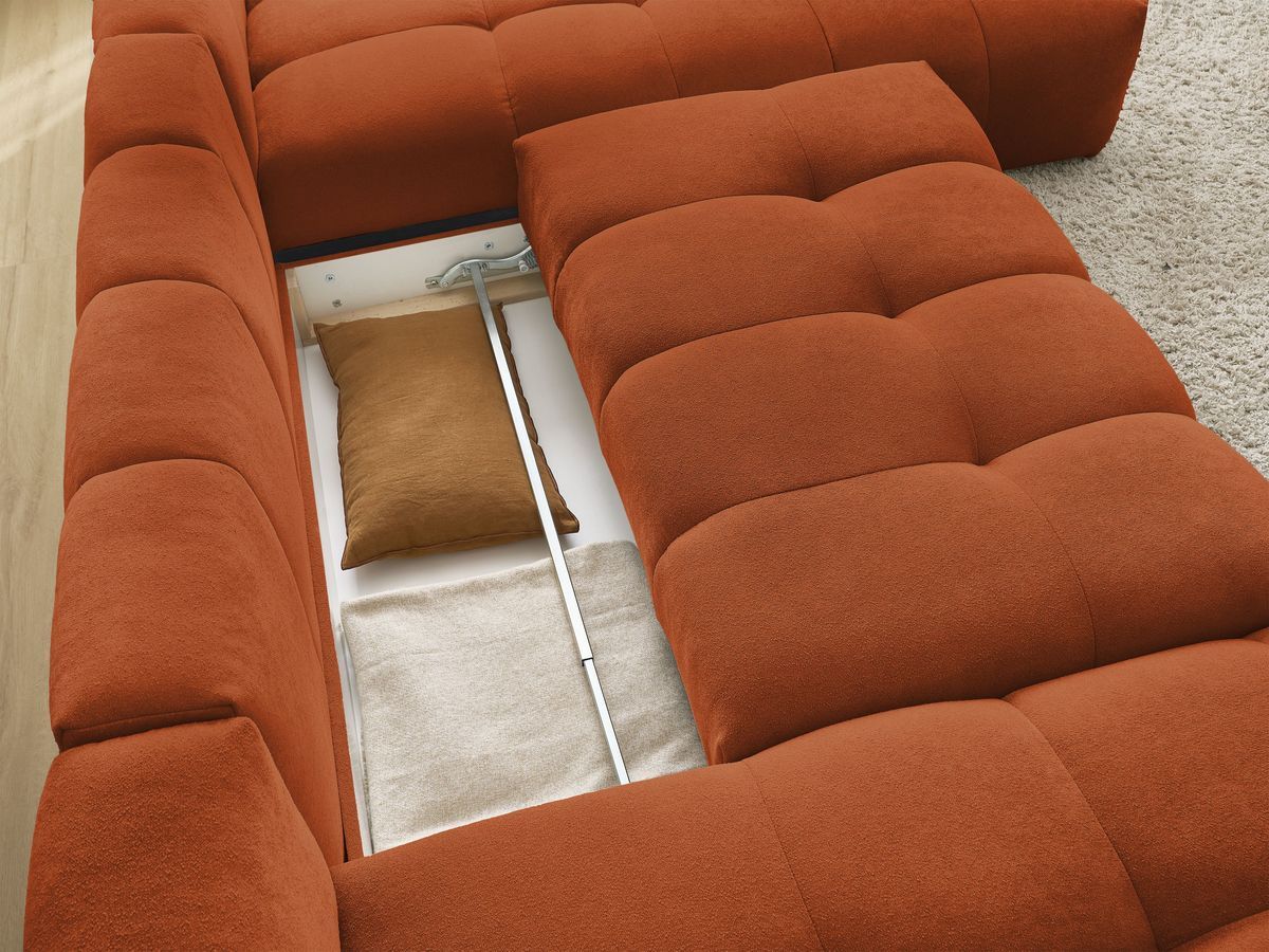 Canapé panoramique convertible coffre EVEREST tissu texturé