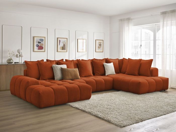 Canapé panoramique convertible coffre EVEREST tissu texturé