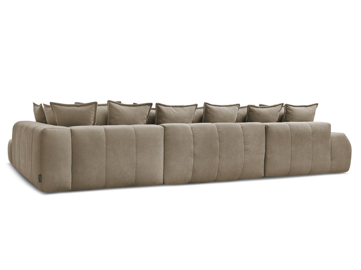 Canapé d'angle fixe EVEREST tissu chiné - Orange - Angle droit - 10 coussins