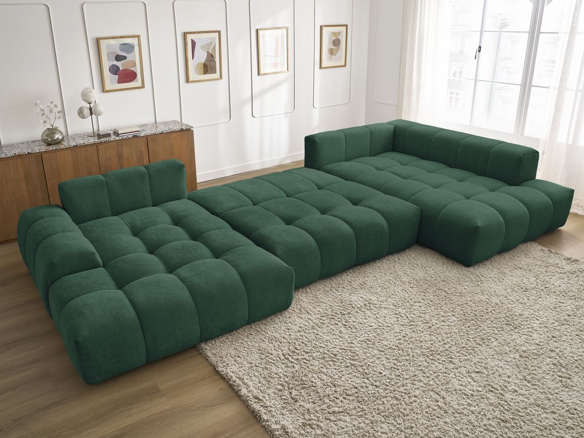 Canapé panoramique convertible coffre EVEREST tissu texturé