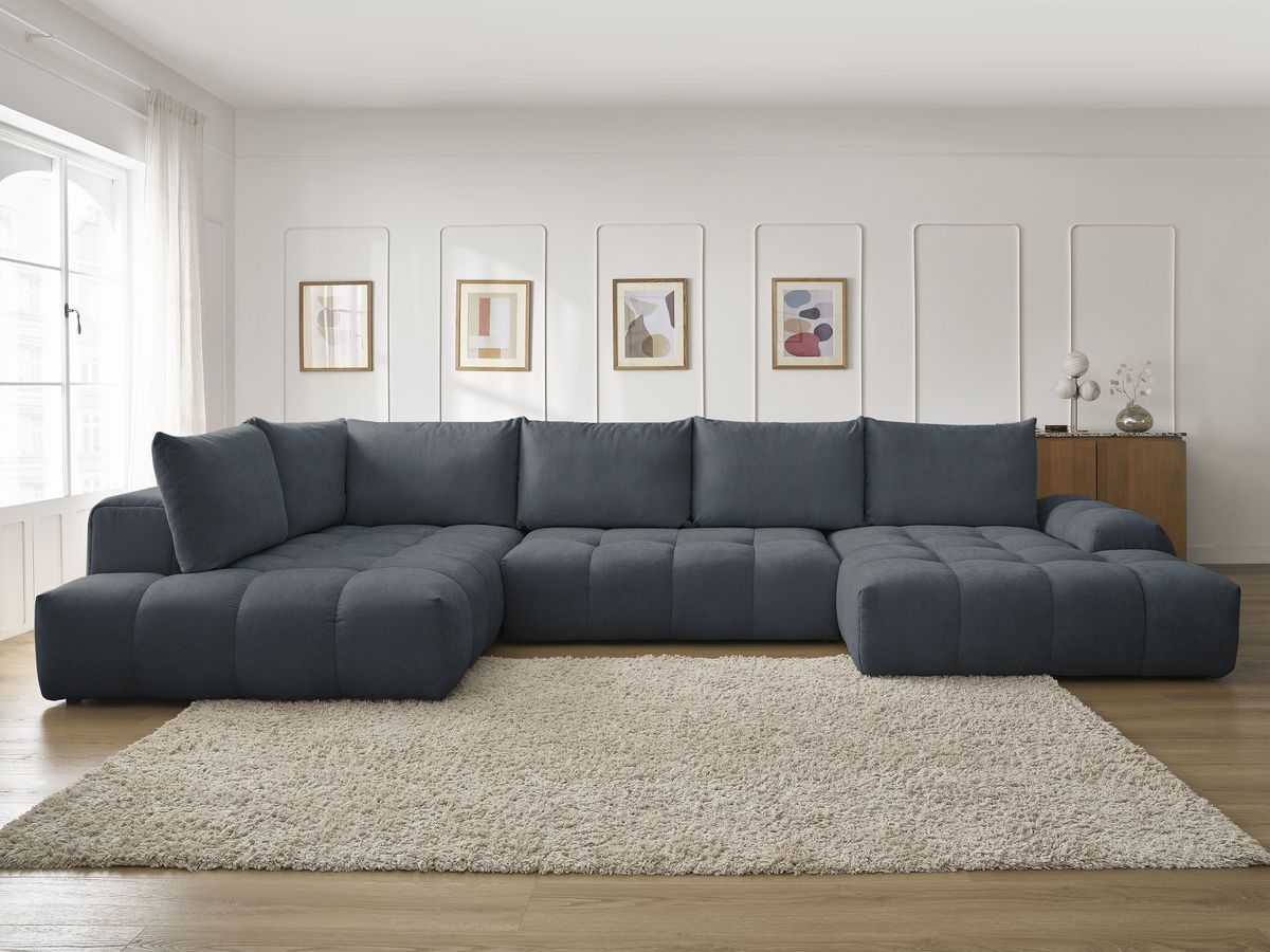 Canapé panoramique convertible coffre EVEREST texturé bleu foncé — vue 5