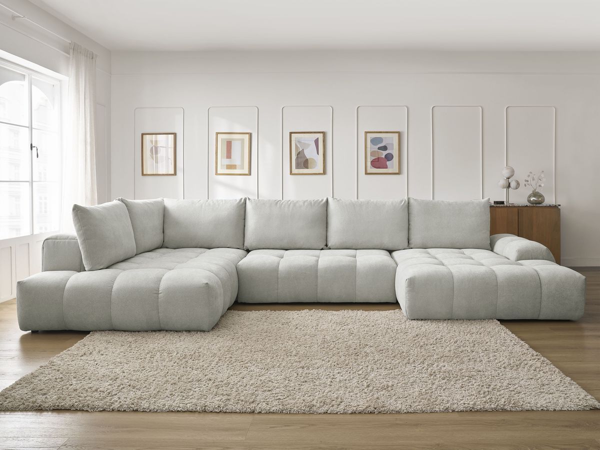 Canapé panoramique convertible coffre EVEREST texturé gris clair — vue 5