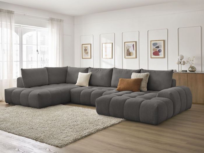 Canapé panoramique convertible coffre EVEREST tissu texturé