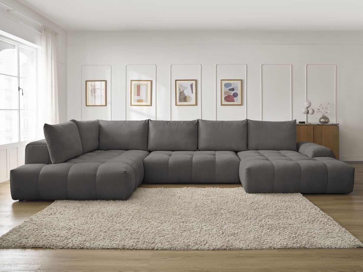 Canapé panoramique convertible coffre EVEREST texturé gris foncé — vue 5