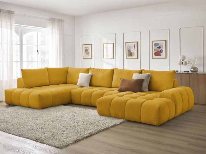 Canapé panoramique convertible coffre EVEREST tissu texturé