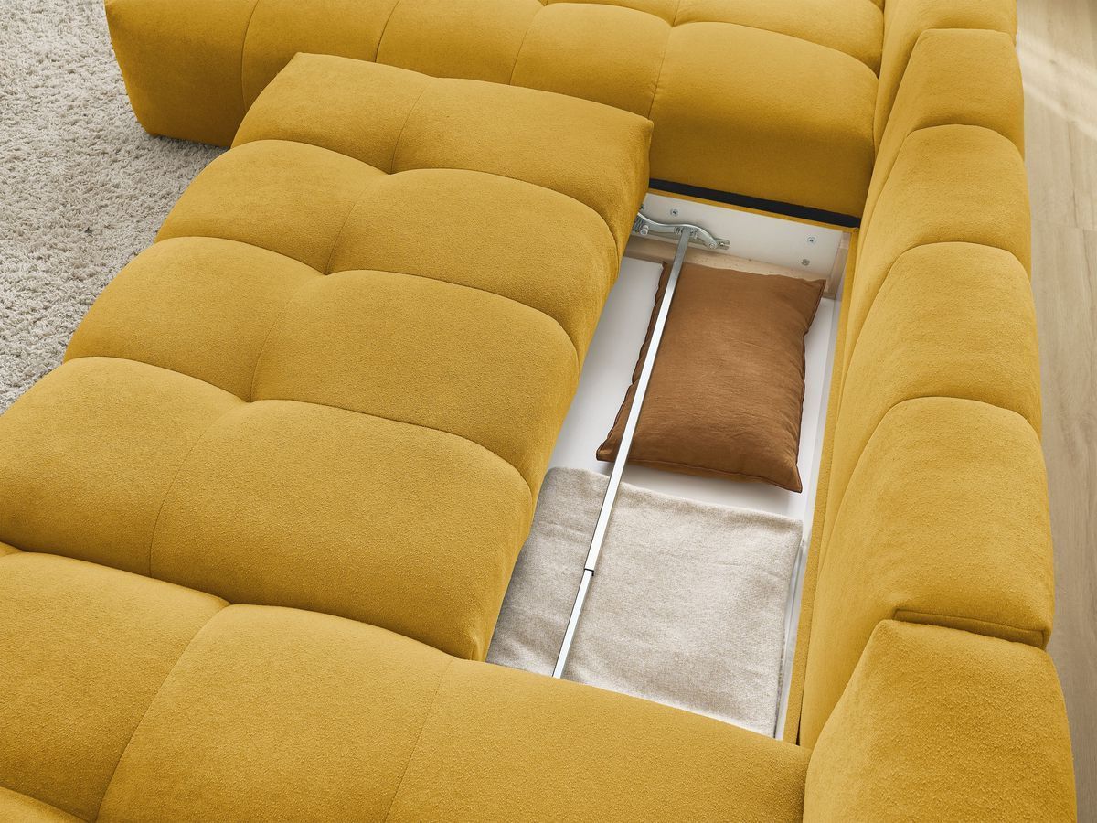 Canapé panoramique convertible coffre EVEREST tissu texturé