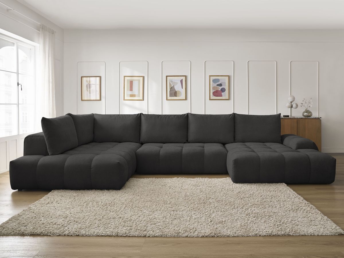 Canapé panoramique convertible coffre EVEREST texturé noir — vue 5