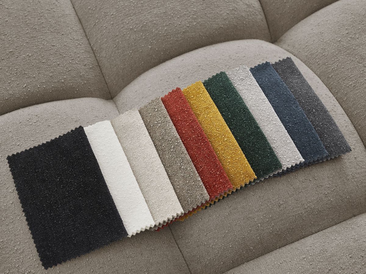 Canapé d'angle fixe EVEREST tissu chiné - Orange - Angle droit - 10 coussins