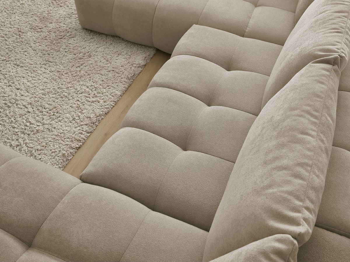 Canapé d'angle fixe EVEREST tissu chiné - Orange - Angle droit - 10 coussins