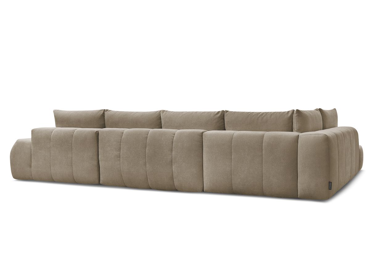 Canapé d'angle fixe EVEREST tissu chiné - Orange - Angle droit - 10 coussins