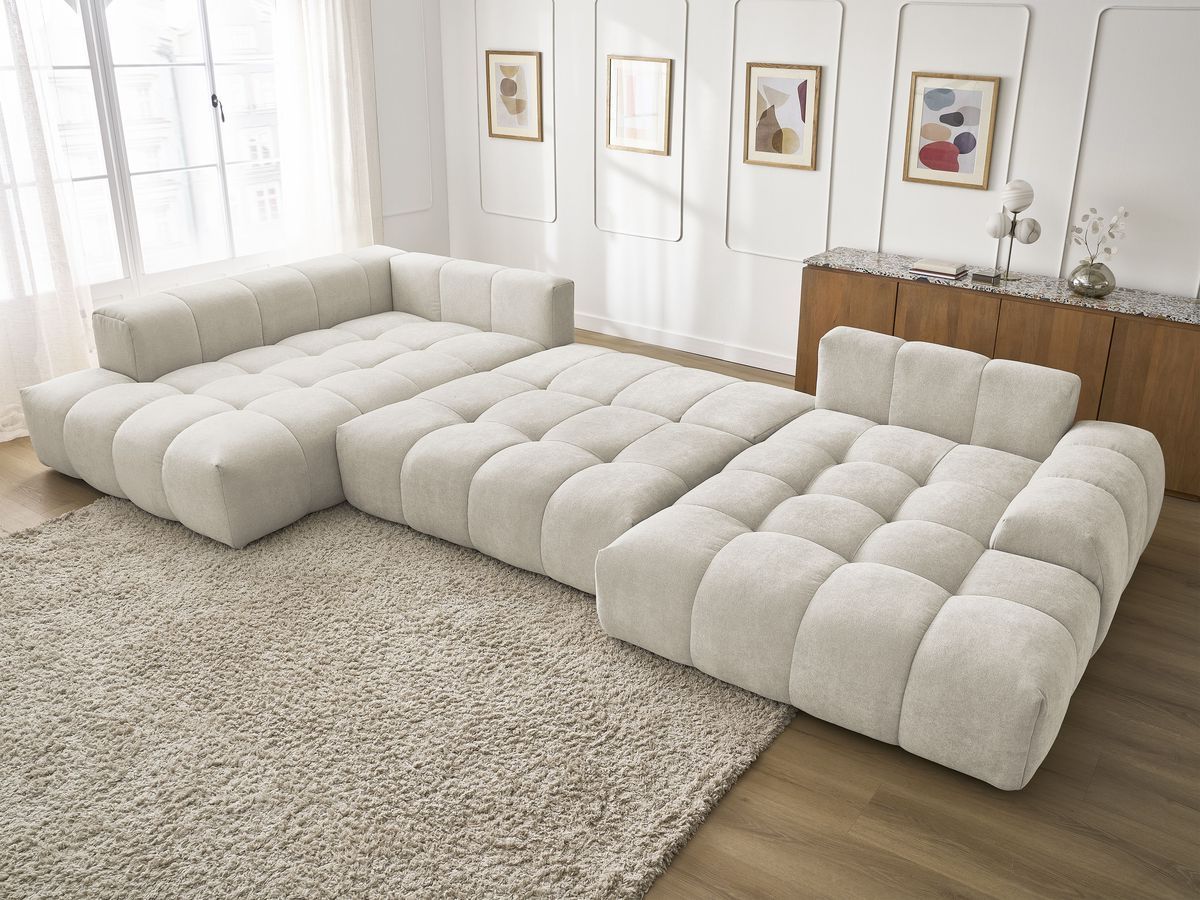 Canapé panoramique convertible coffre EVEREST tissu texturé