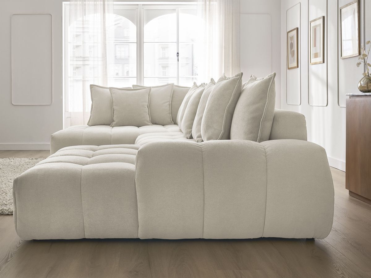 Canapé panoramique convertible coffre EVEREST tissu texturé