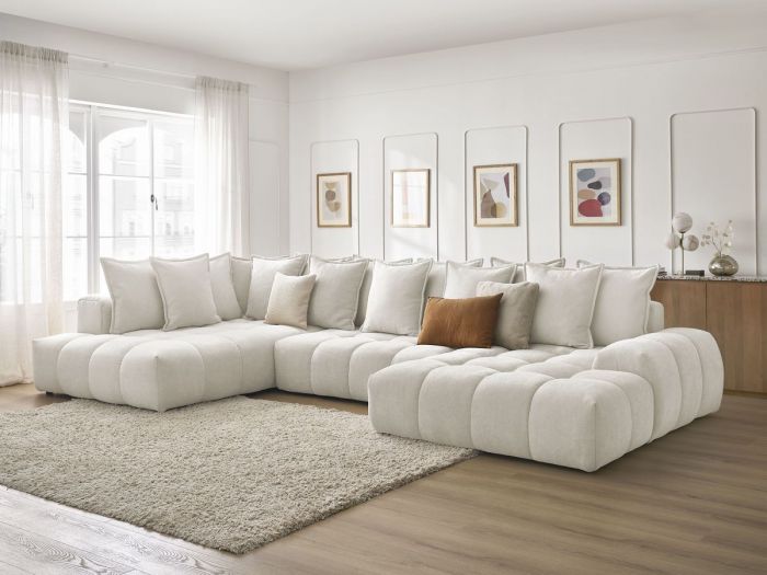 Canapé panoramique convertible coffre EVEREST tissu texturé