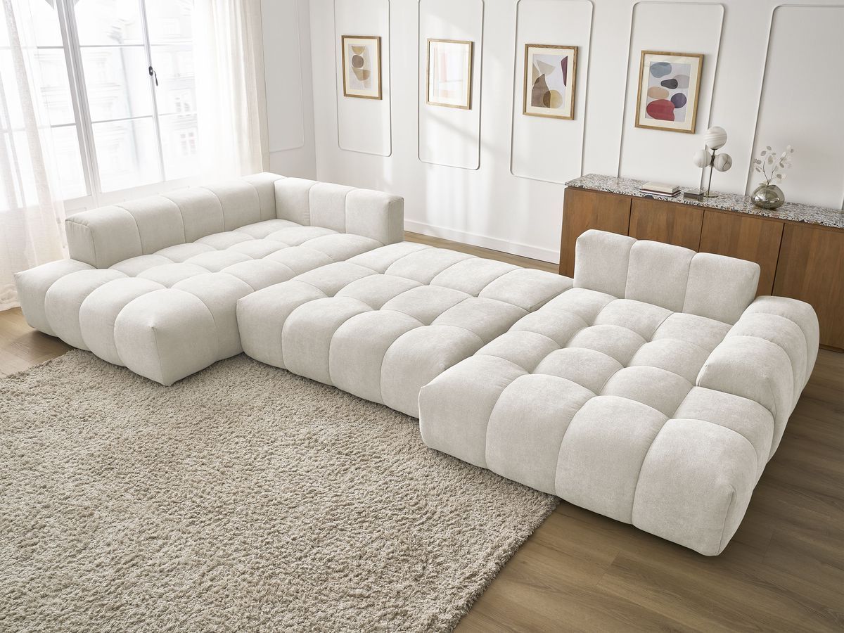 Canapé panoramique convertible coffre EVEREST tissu texturé