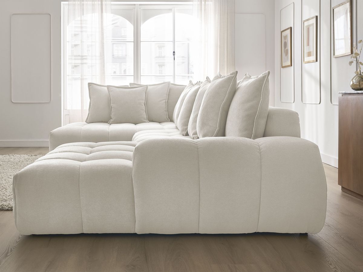 Canapé panoramique convertible coffre EVEREST tissu texturé