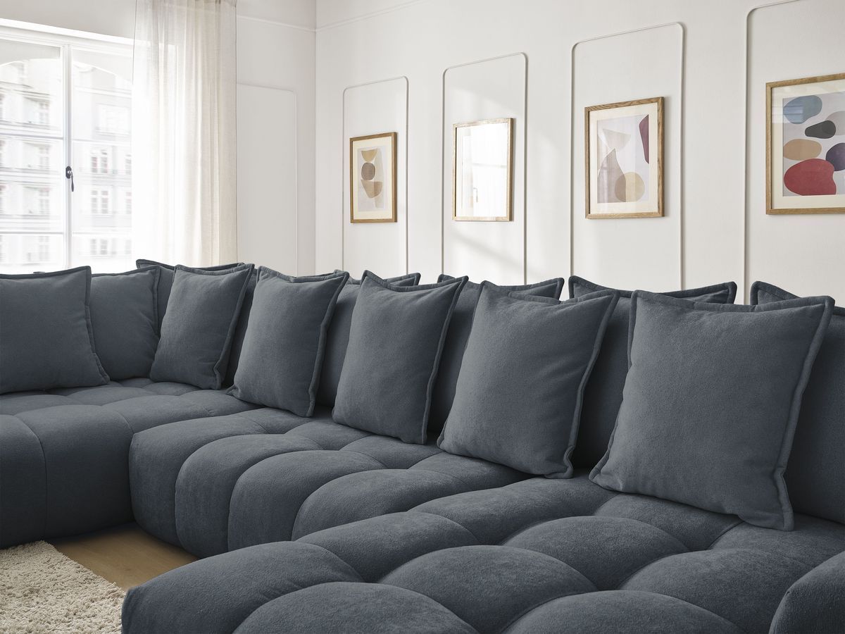 Canapé panoramique convertible coffre EVEREST tissu texturé