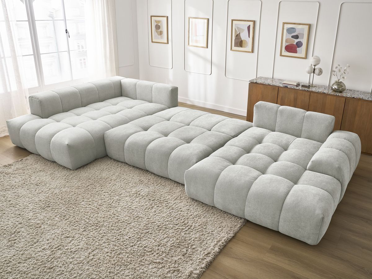 Canapé panoramique convertible coffre EVEREST tissu texturé