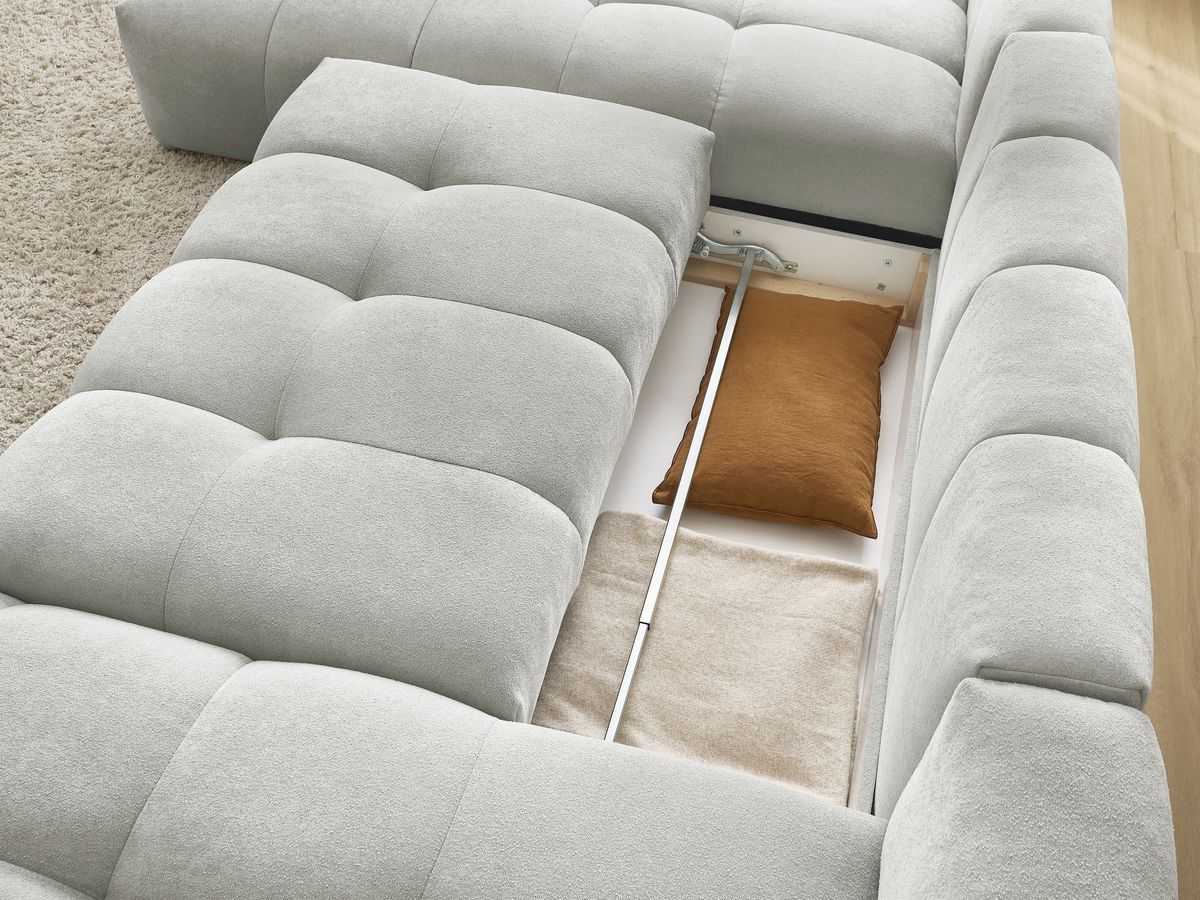 Canapé panoramique convertible coffre EVEREST tissu texturé