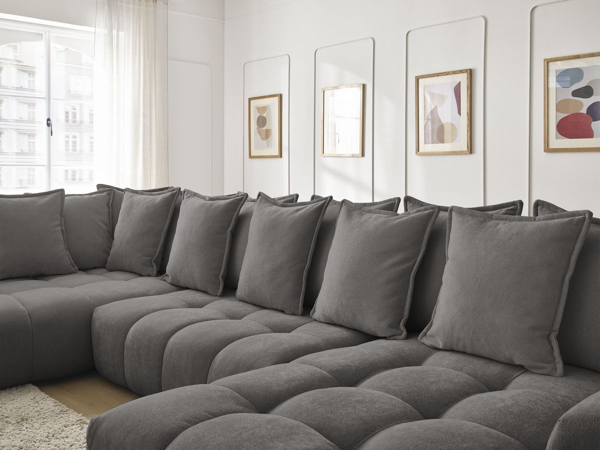 Canapé panoramique convertible coffre EVEREST tissu texturé
