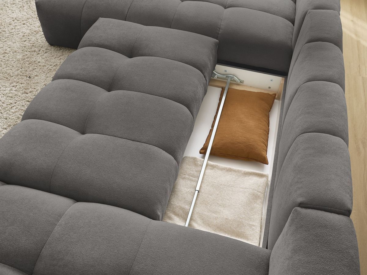 Canapé panoramique convertible coffre EVEREST tissu texturé
