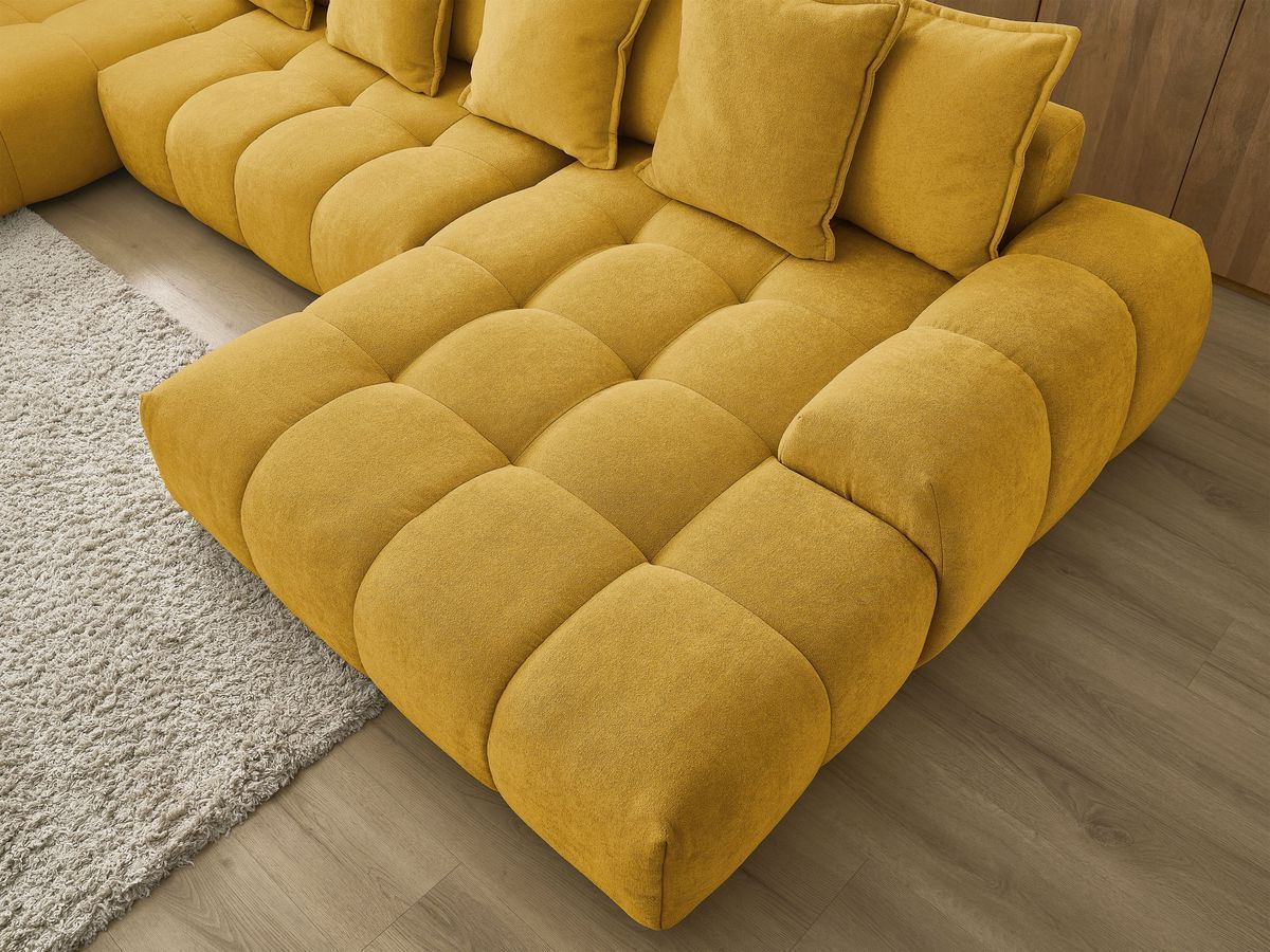 Canapé panoramique convertible coffre EVEREST tissu texturé