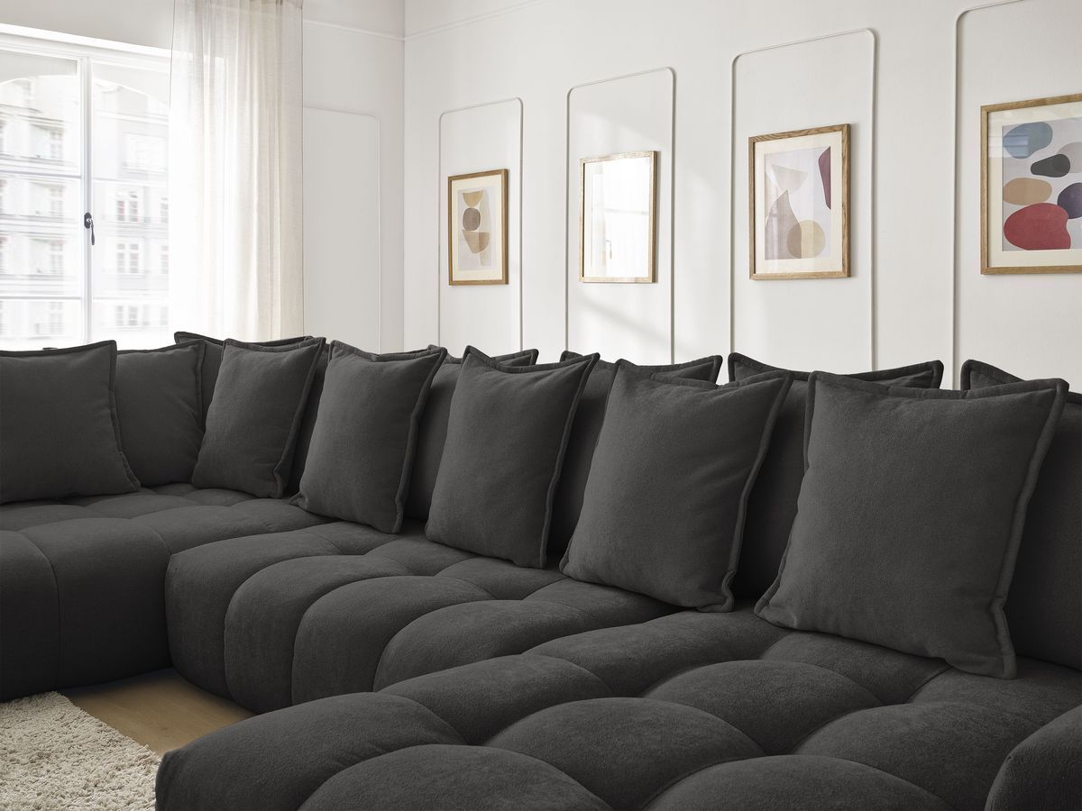 Canapé panoramique convertible coffre EVEREST tissu texturé