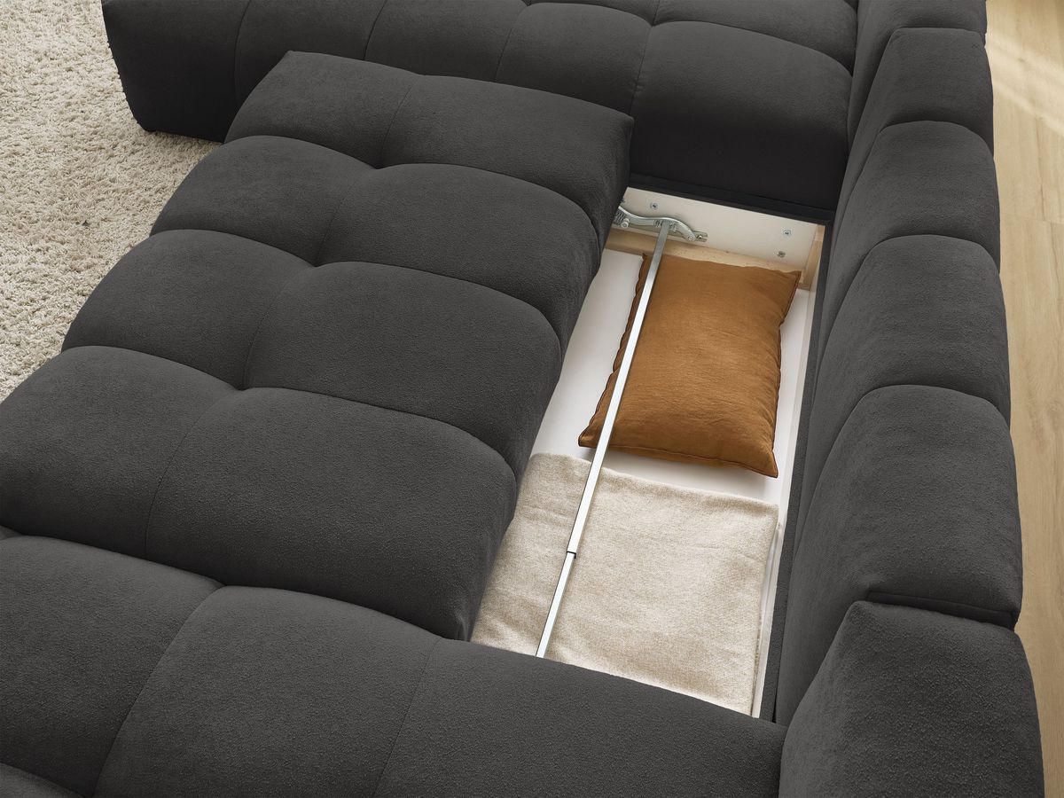 Canapé panoramique convertible coffre EVEREST tissu texturé