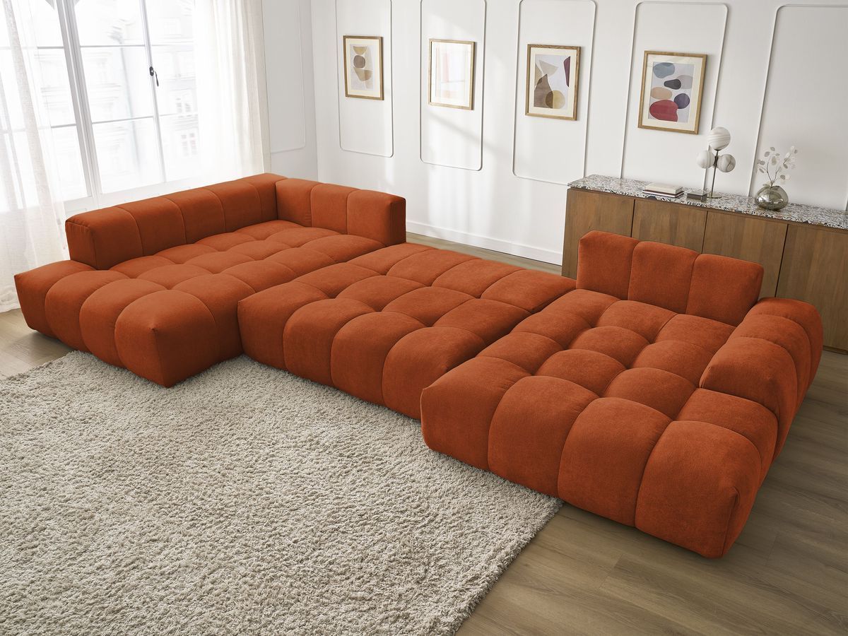 Canapé panoramique convertible coffre EVEREST tissu texturé