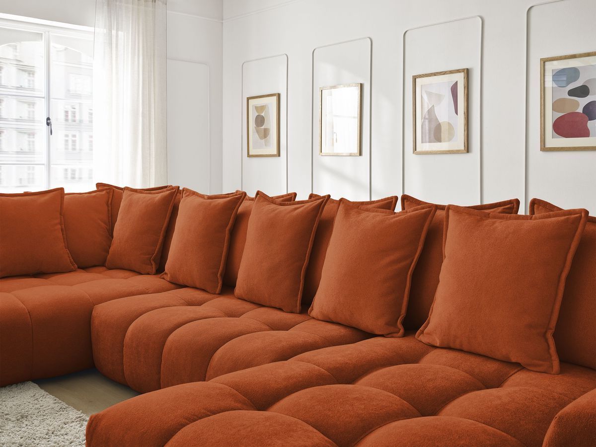Canapé panoramique convertible coffre EVEREST tissu texturé