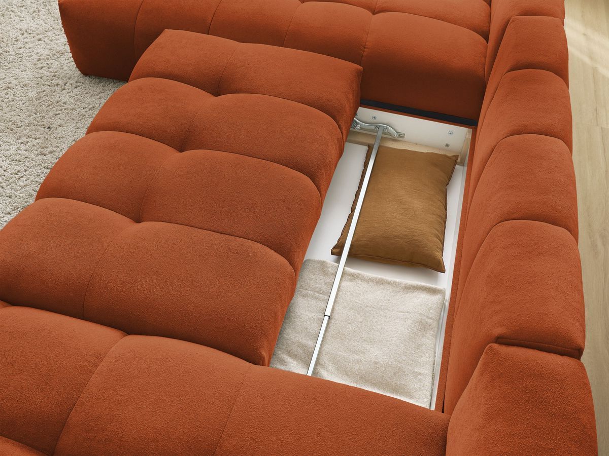 Canapé panoramique convertible coffre EVEREST tissu texturé